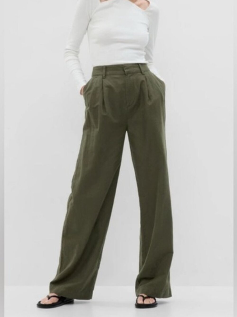 NWT GAP Pleated Linen Wide Leg High Rise Pants